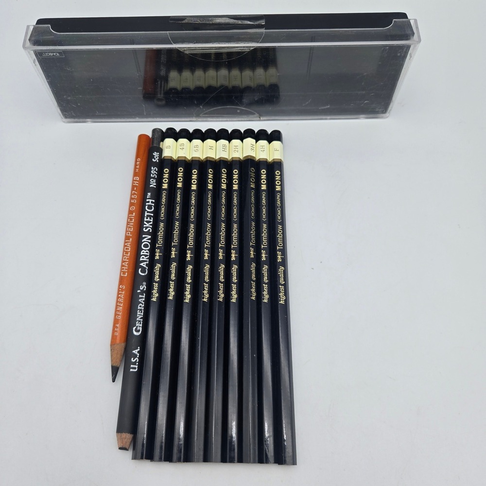 Tombow Mono New Drafting Pencils Lot of 9 plus 2 Used General's Pencils & Case